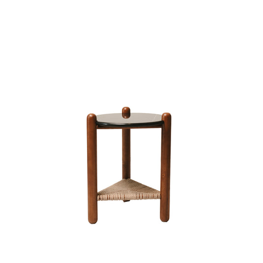 Basil Woven Shelf Accent Table