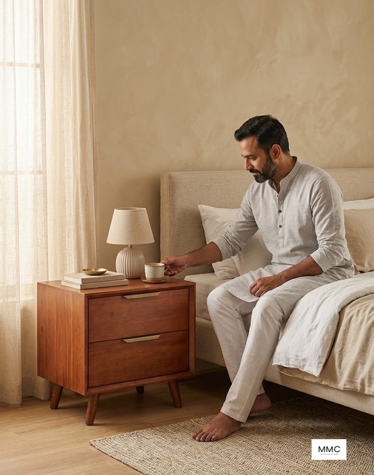 Raven Bedside Table in a home setting