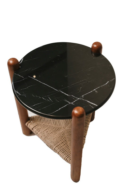 Basil Woven Shelf Accent Table