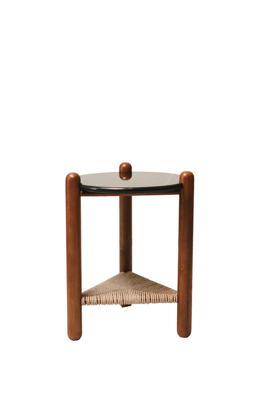 Basil Woven Shelf Accent Table