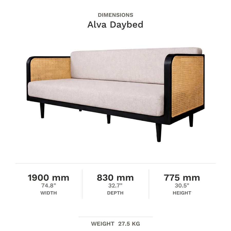 Dimension drawing for Alva Daybed