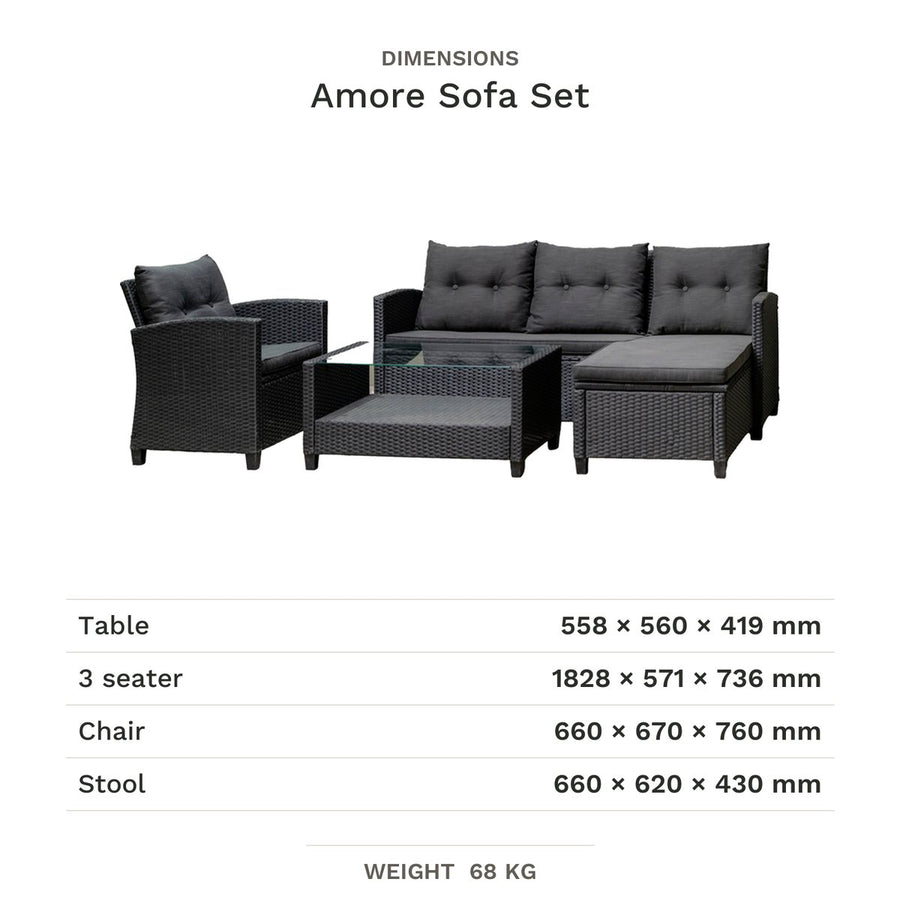 Dimension drawing for Amore Sofa Set