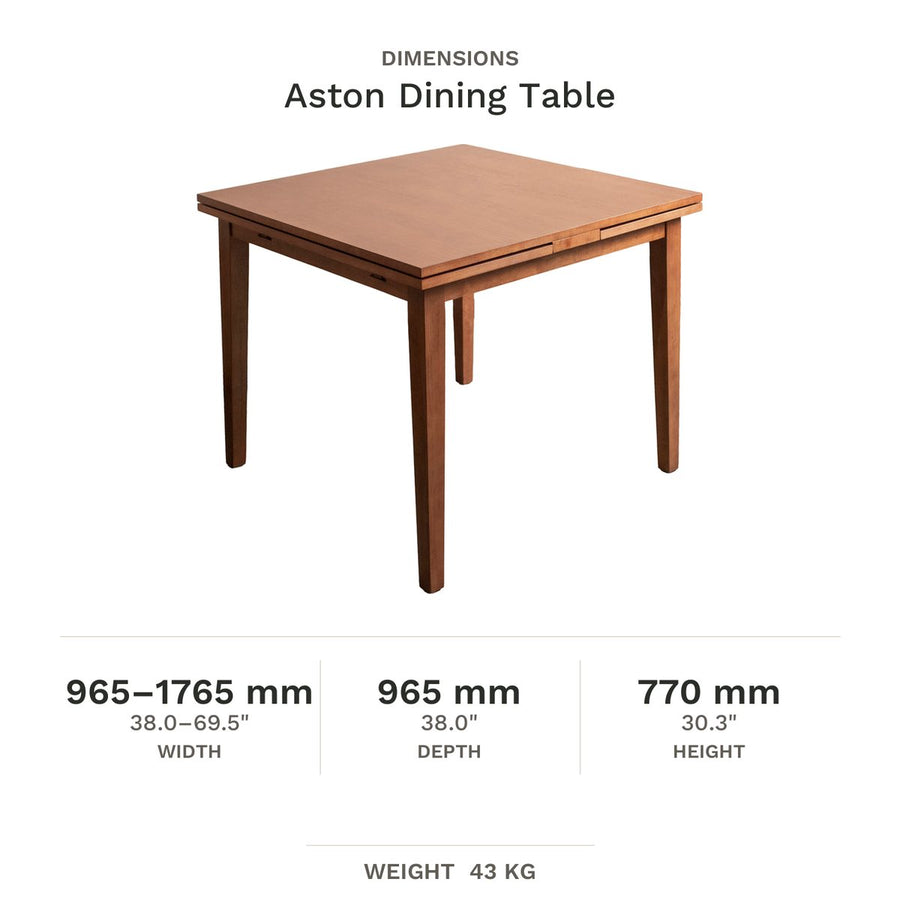 Dimension drawing for Aston Dining Table