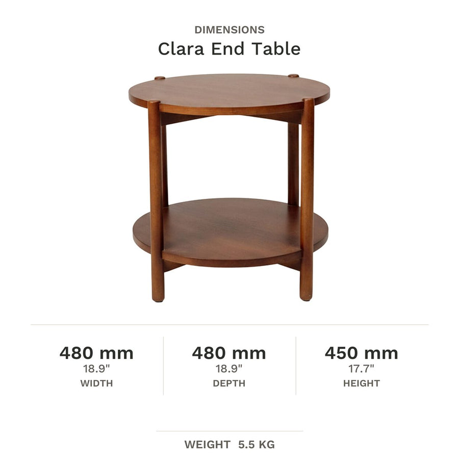 Dimension drawing for Clara End Table