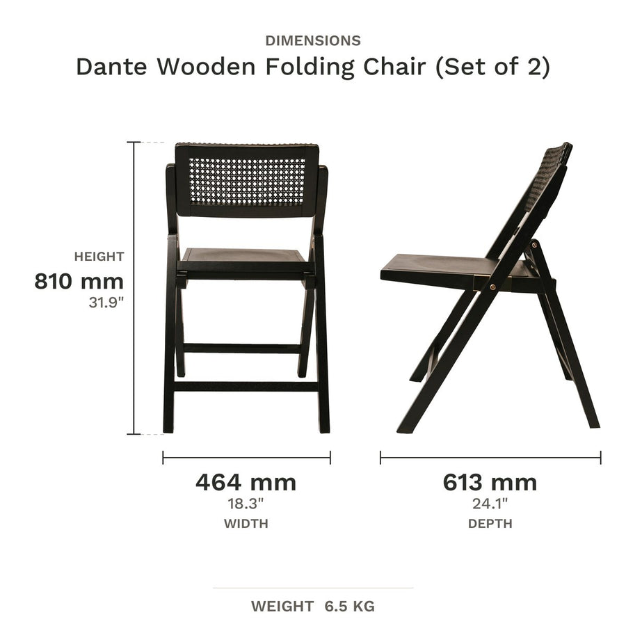 Dimension drawing for Dante Wooden Folding Chair (Set of 2)