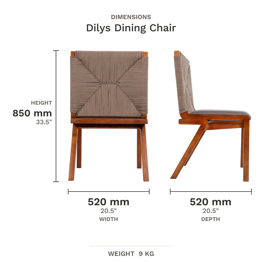 Dimension drawing for Dilys Dining Chair