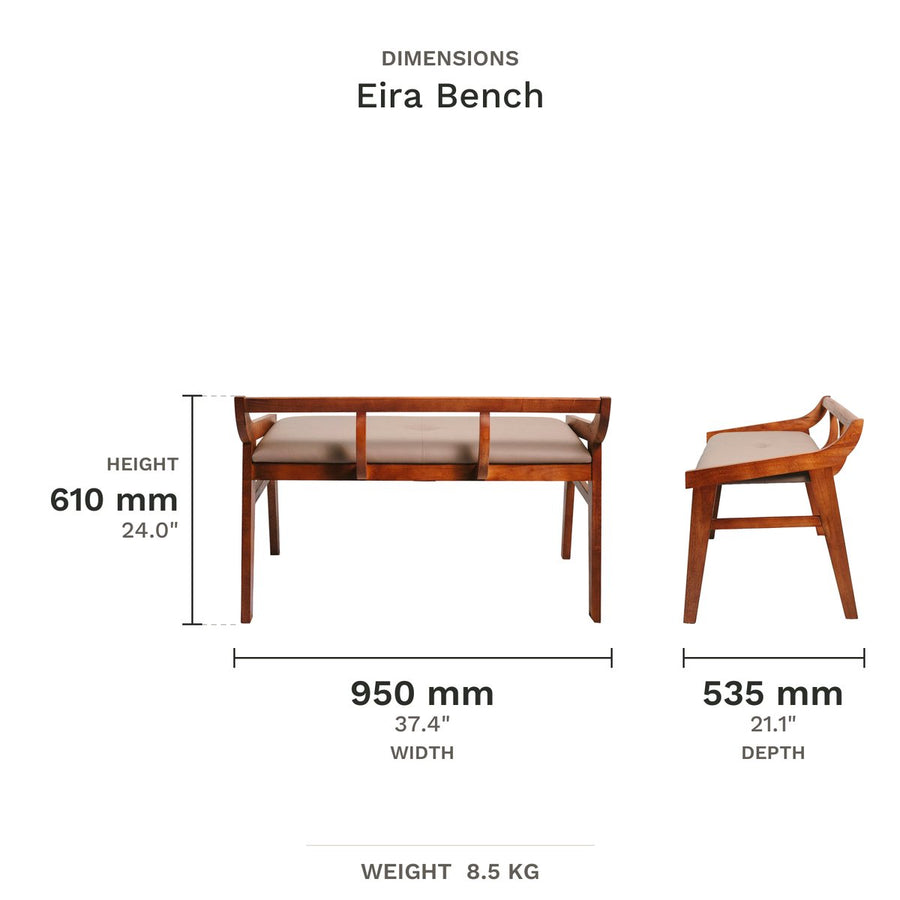 Dimension drawing for Eira Bench