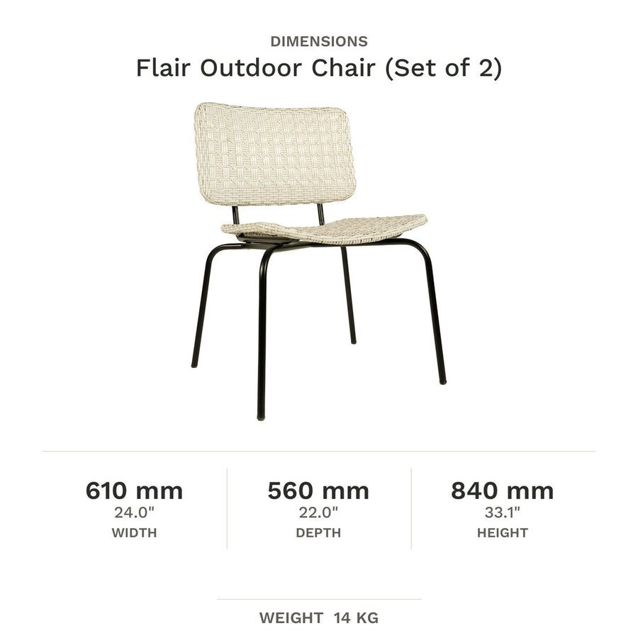 Dimension drawing for Flair Outdoor Chair (Set of 2)