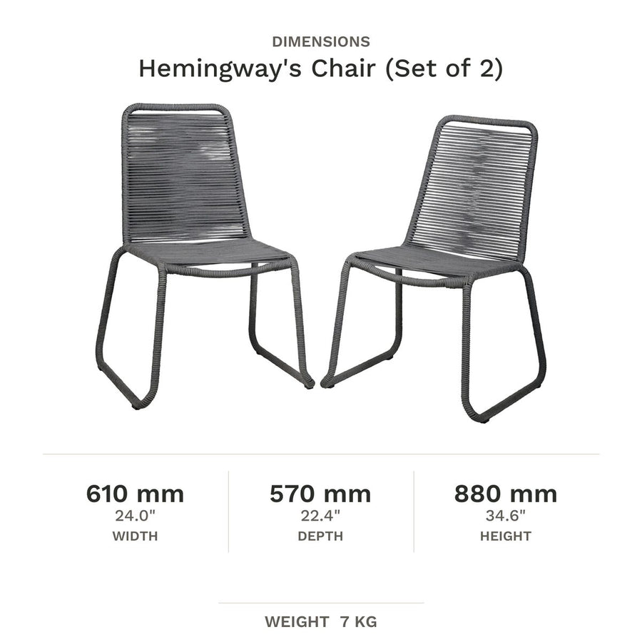 Dimension drawing for Hemingway's Chair (Set of 2)