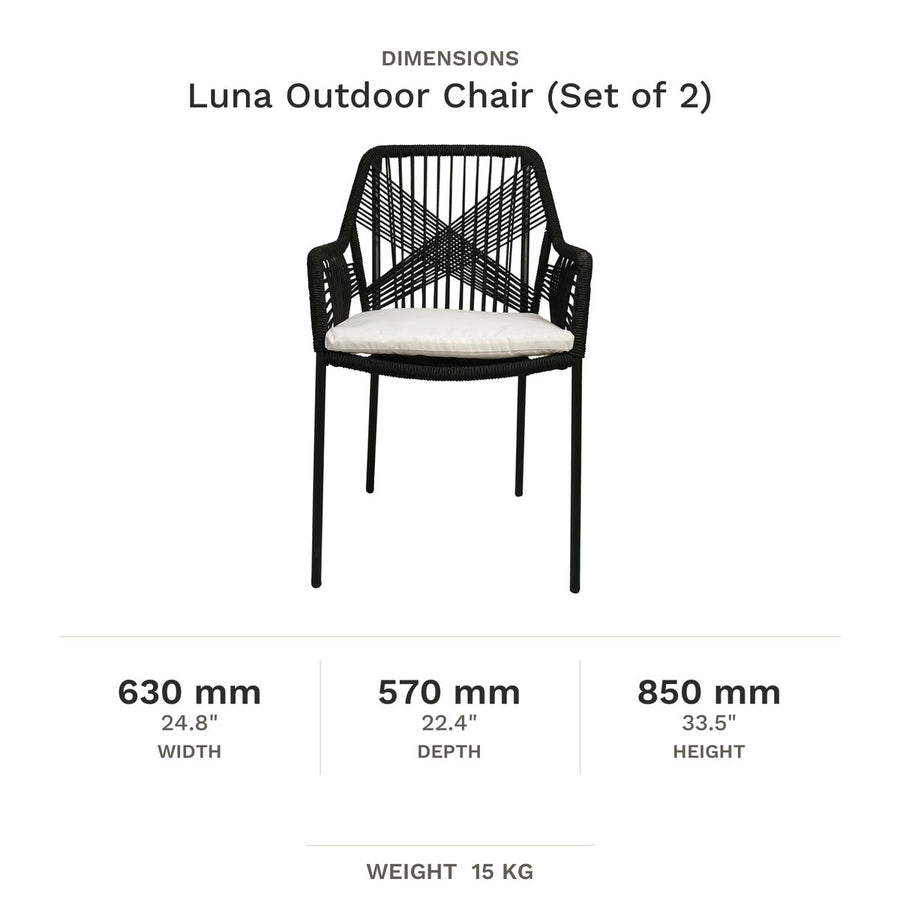 Dimension drawing for Luna Outdoor Chair (Set of 2)