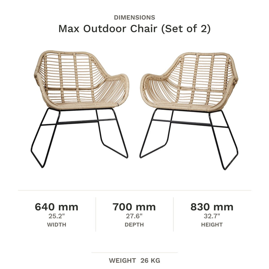 Dimension drawing for Max Outdoor Chair (Set of 2)