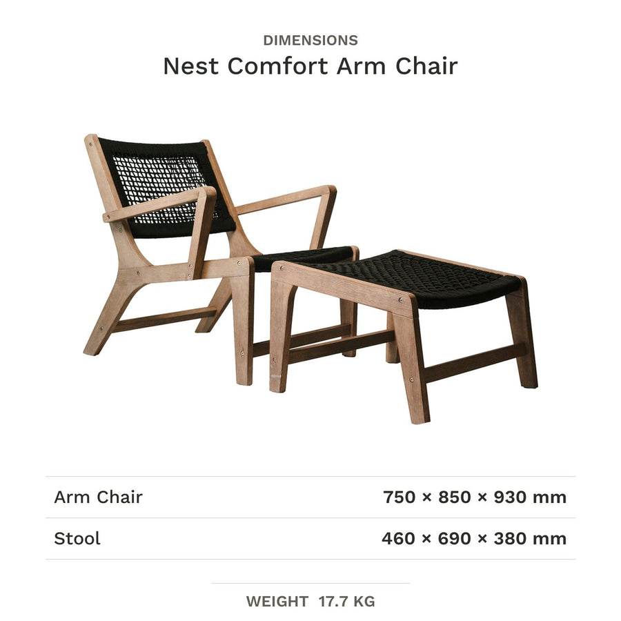 Dimension drawing for Nest Comfort Arm Chair