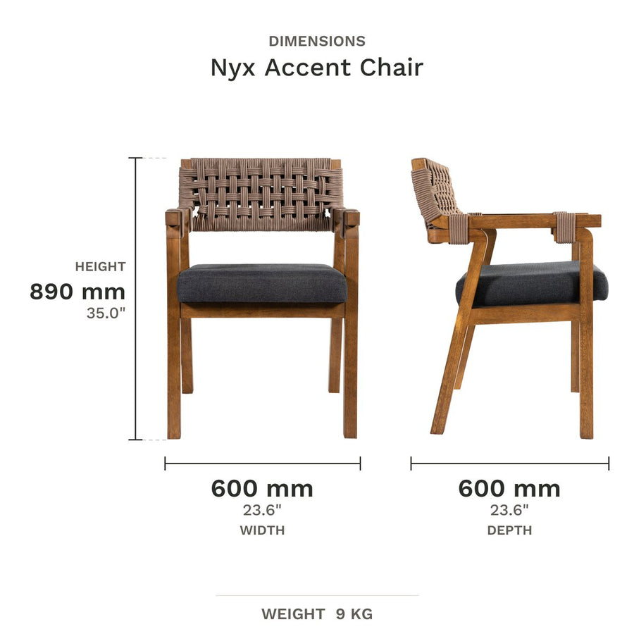 Dimension drawing for Nyx Accent Chair