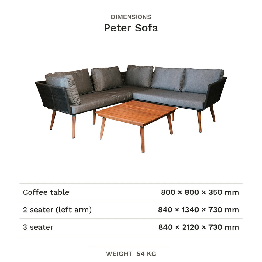 Dimension drawing for Peter Sofa