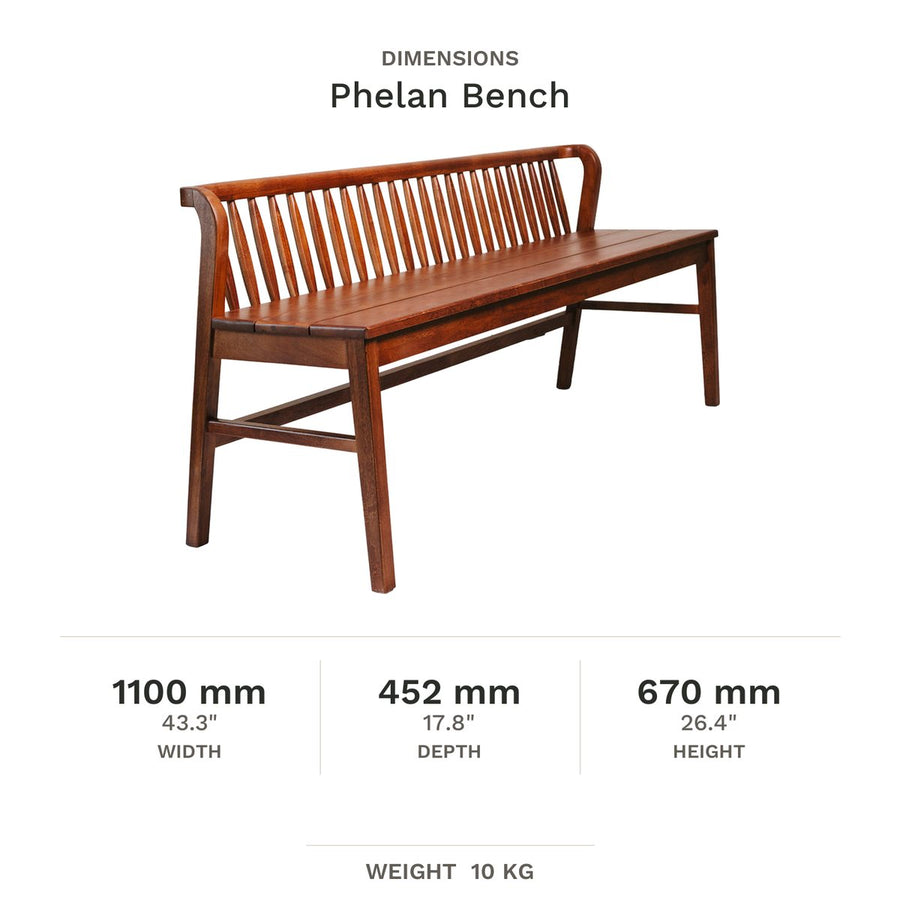 Dimension drawing for Phelan Bench