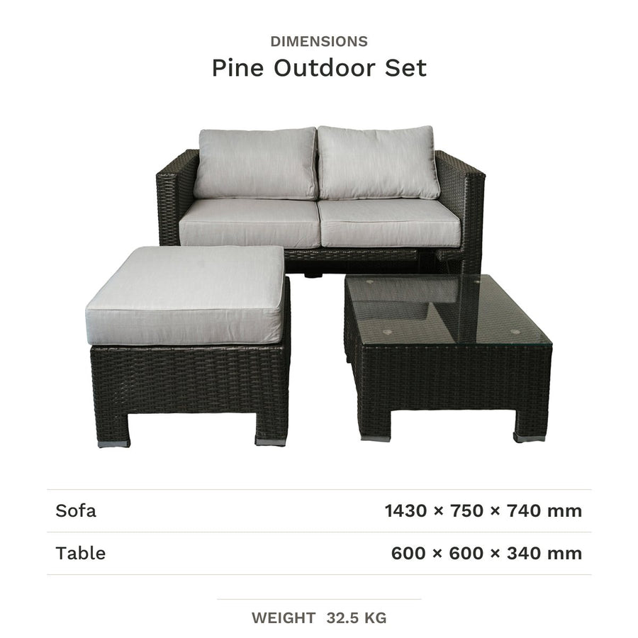 Dimension drawing for Pine Outdoor Set