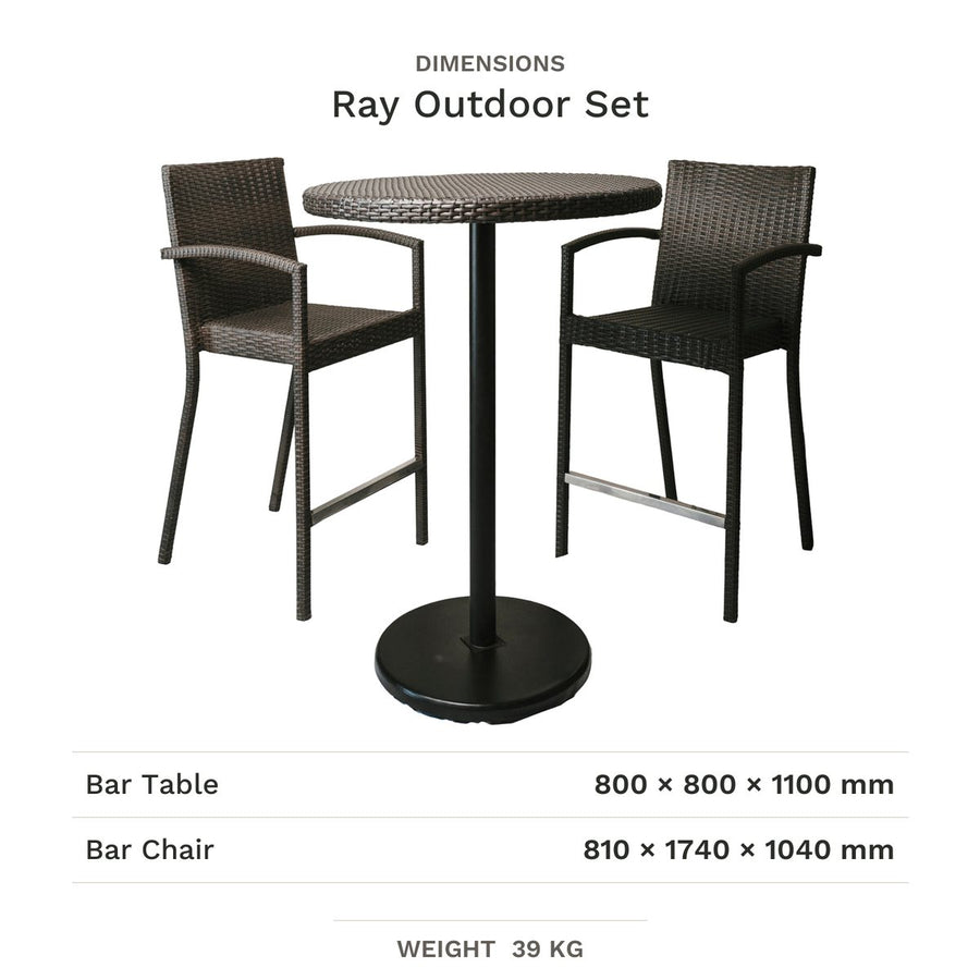 Dimension drawing for Ray Outdoor Set