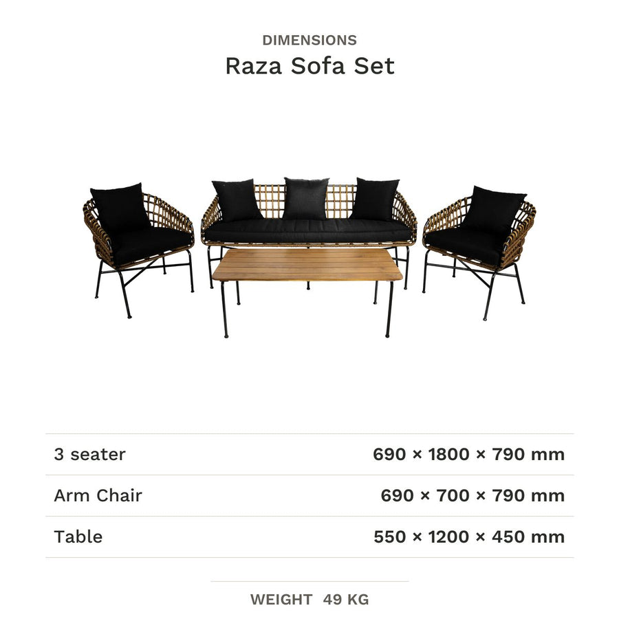Dimension drawing for Raza Sofa Set