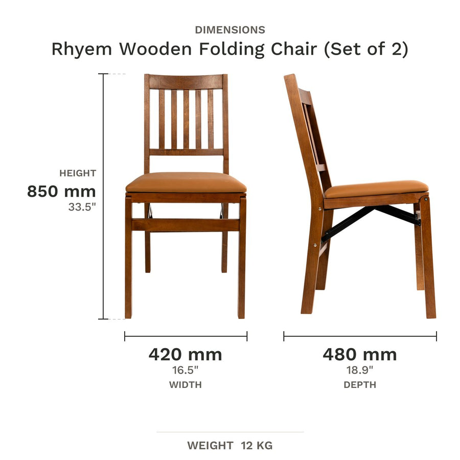 Dimension drawing for Rhyem Wooden Folding Chair (Set of 2)