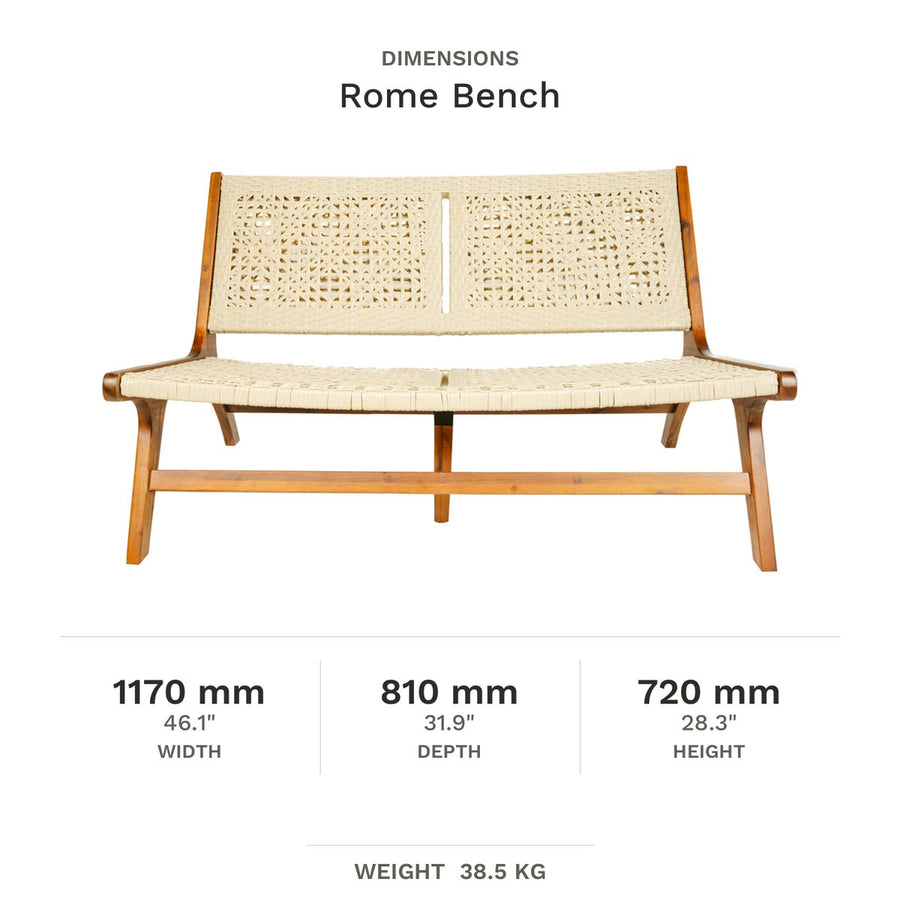Dimension drawing for Rome Bench