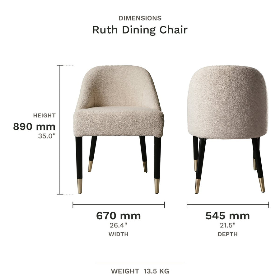 Dimension drawing for Ruth Dining Chair