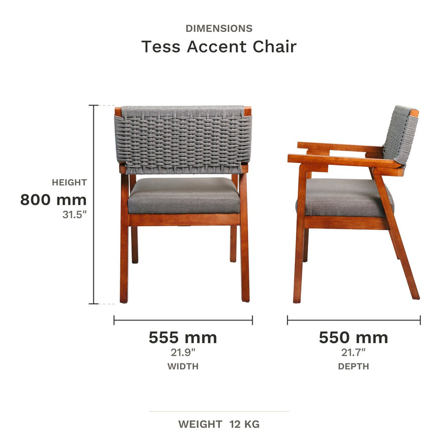 Dimension drawing for Tess Accent Chair