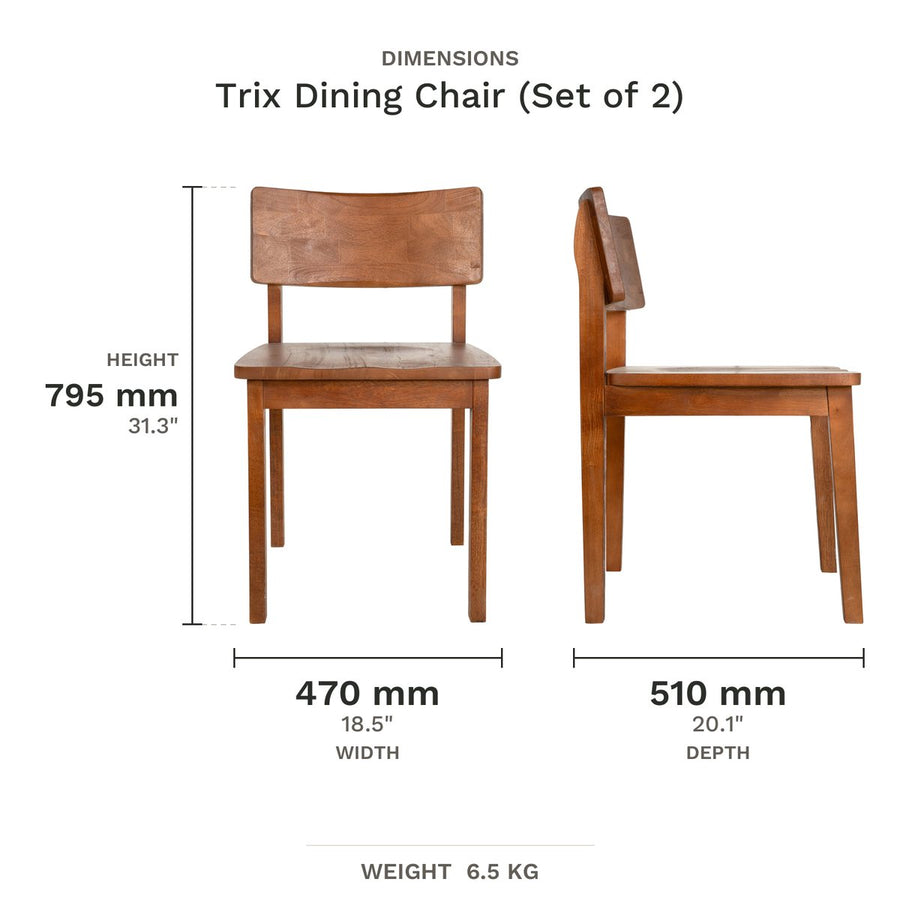 Dimension drawing for Trix Dining Chair (Set of 2)