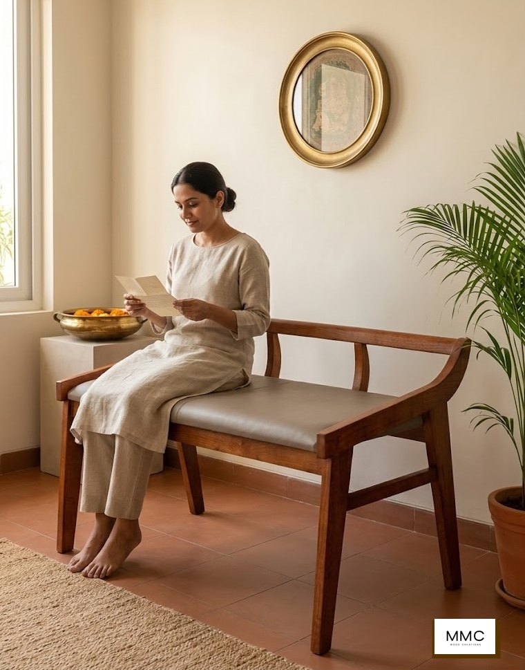 Eira Bench in a home setting