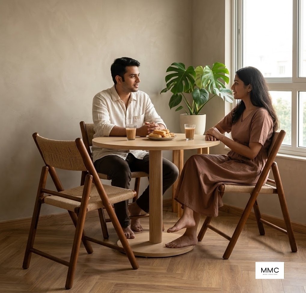 Enoch Wooden Folding Chair (Set of 2) in a home setting
