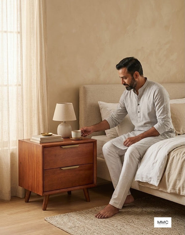 Raven Bedside Table in a home setting
